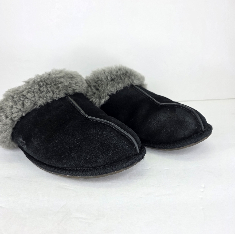 UGG Scuffette II Women's Slipper Suede Sheepskin Plush Slip On Black Grey Size 9 - Picture 7 of 16